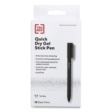 TRU RED™ Quick Dry Gel Pen, Stick, Fine 0.5 Mm, Black Ink, Black Barrel, Dozen freeshipping - TVN Wholesale